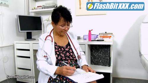 Elma C - Big breasted doctor granny Elma prostate check - up [HD 720p]