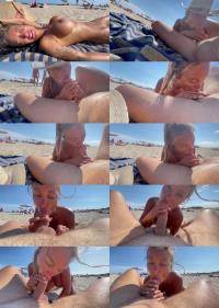 Monika Fox - Hot Monica Fox licks balls and sucks cock on a public beach with cum cumshot [FullHD 1080p] 