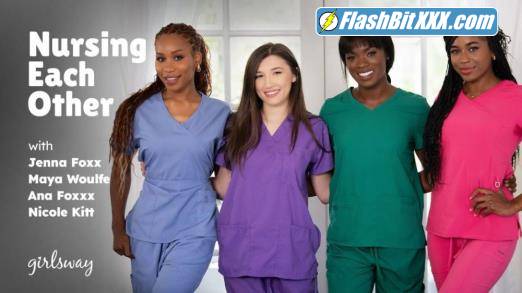 Nicole Kitt, Jenna Foxx, Maya Woulfe, Ana Foxxx - Nursing Each Other [FullHD 1080p]